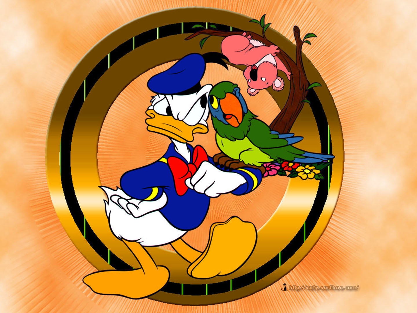 Donald Duck And Parrot - Donald Duck With Parrot - HD Wallpaper 