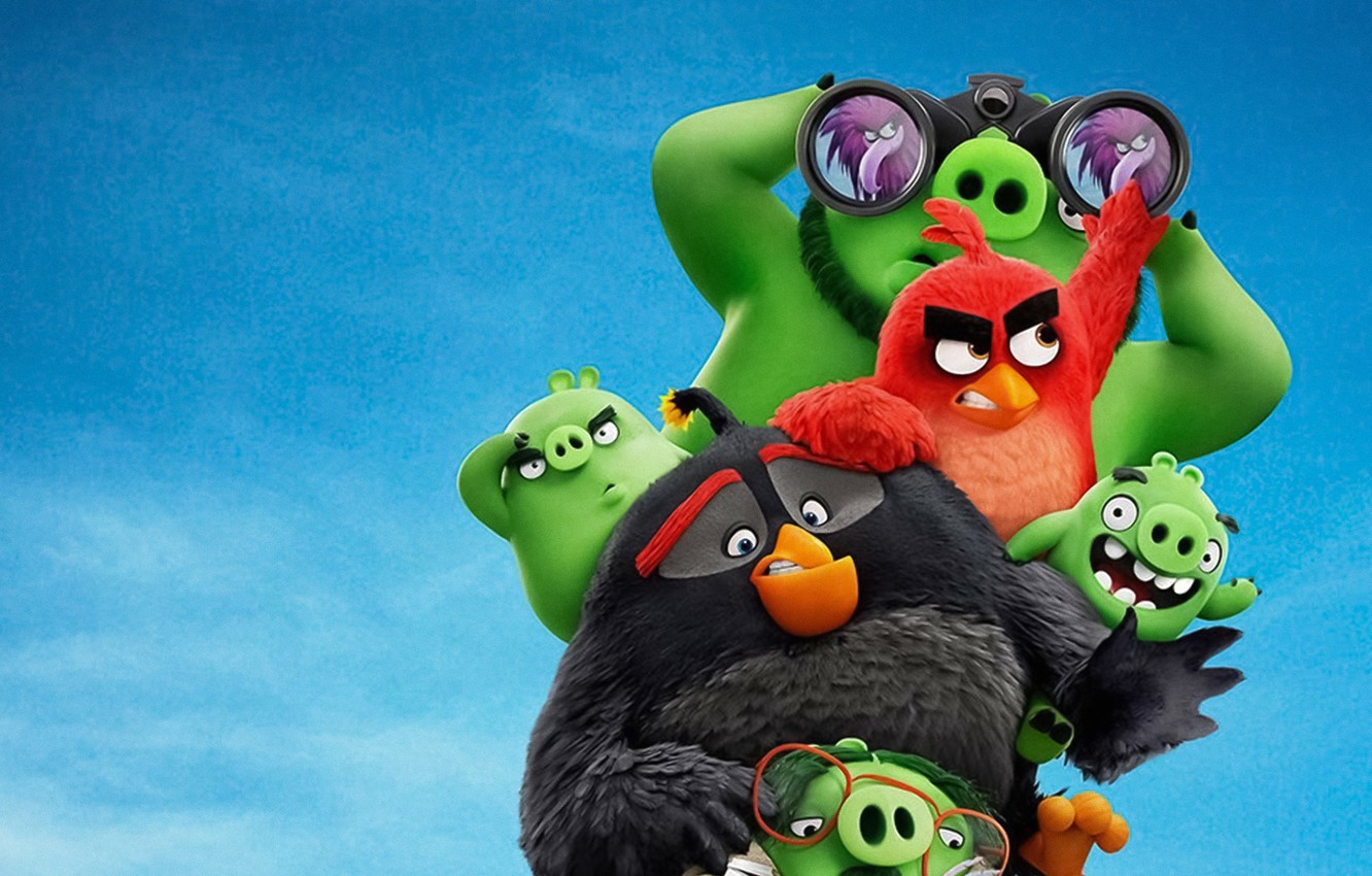 Photo Wallpaper Birds, Cartoon, Binoculars, Pigs, Movie, - Angry Birds Movie 2 Wallpaper Hd - HD Wallpaper 