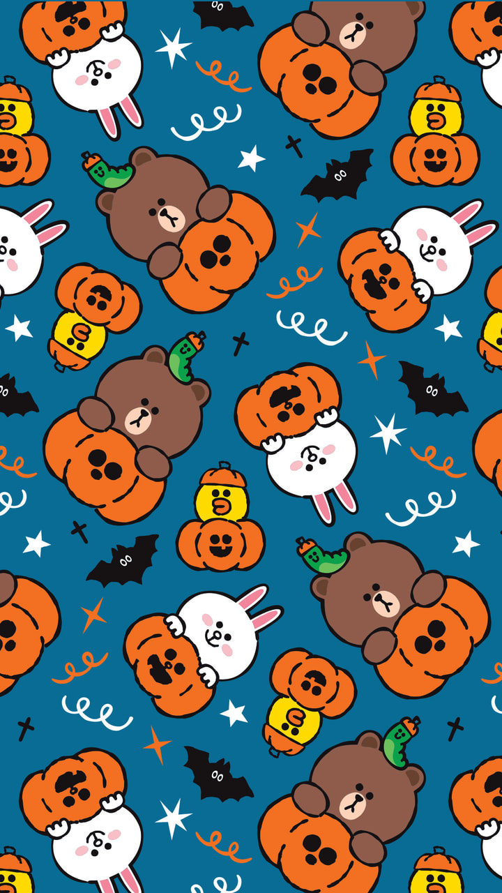Brown, Halloween, And Line Image - Line Friends Wallpaper Line - HD Wallpaper 
