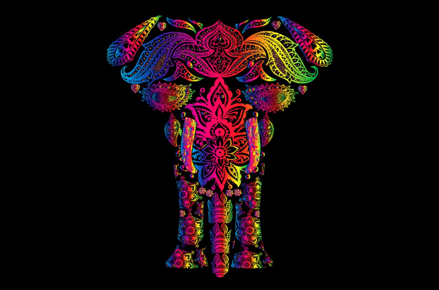 Buy Colorful Elephant Wallpaper Online In India At - Colorful Elephant Mandala - HD Wallpaper 