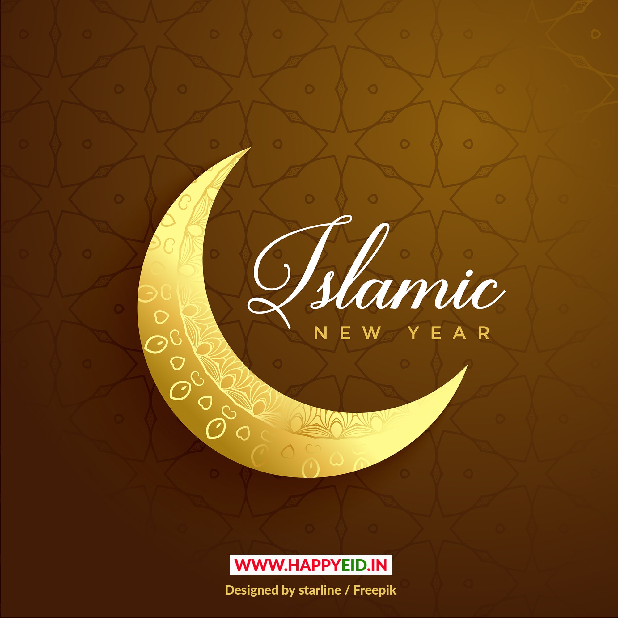 Islamic New Year Golden Moon Wallpaper - Happy Islamic New Year 2019 - HD Wallpaper 