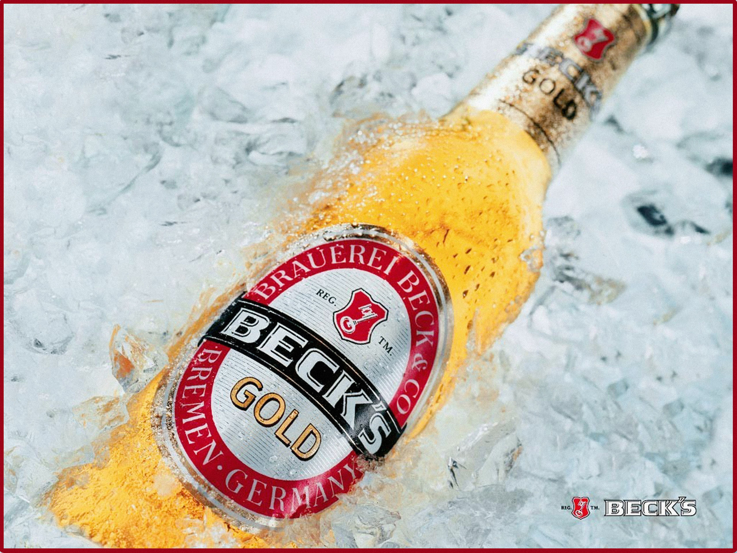 Becks Gold Beer - Beer Bottle In Ice - HD Wallpaper 