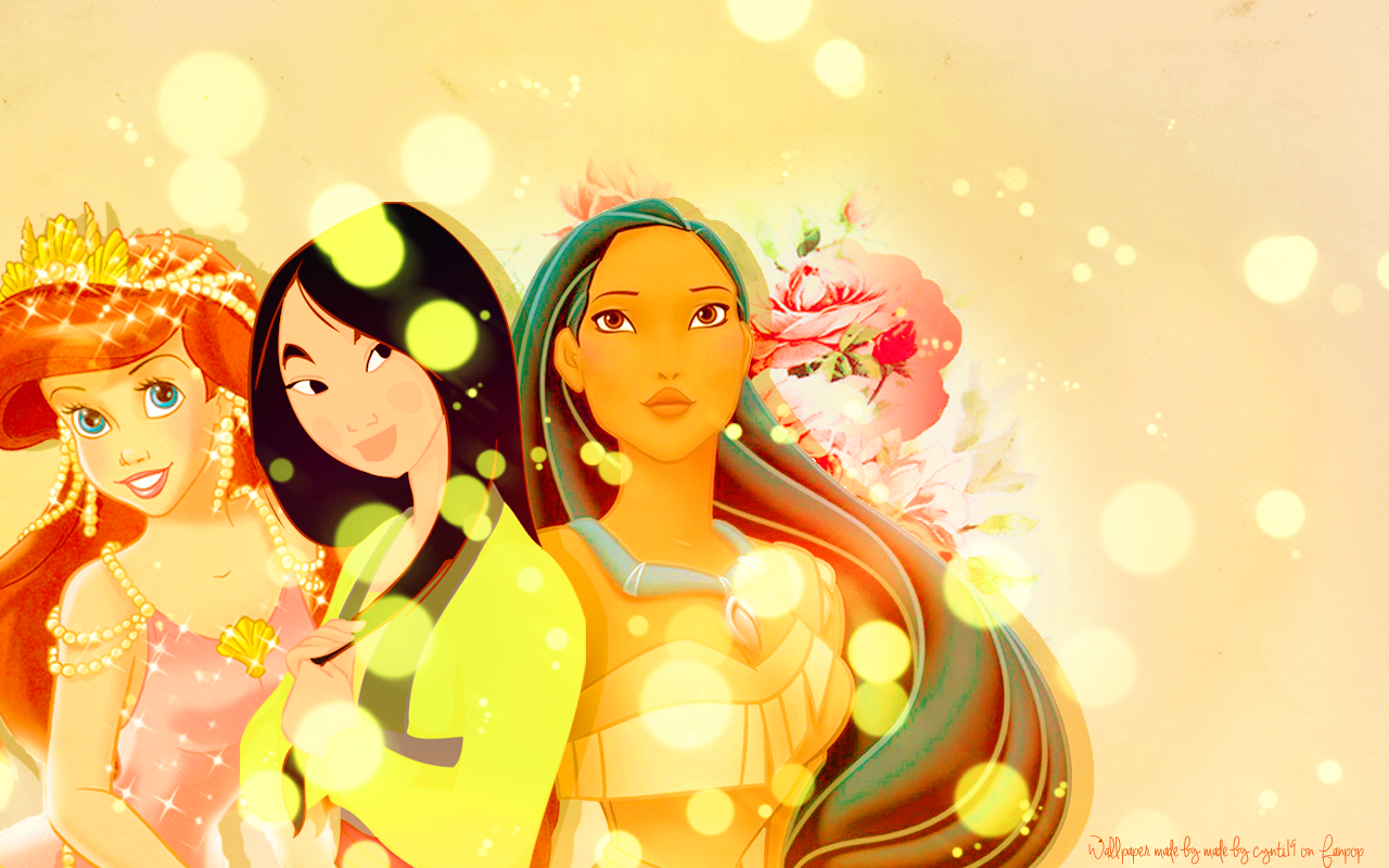 Princess Ariel, Mulan And Pocahontas Wallpaper - Mulan Pocahontas Disney Princess - HD Wallpaper 