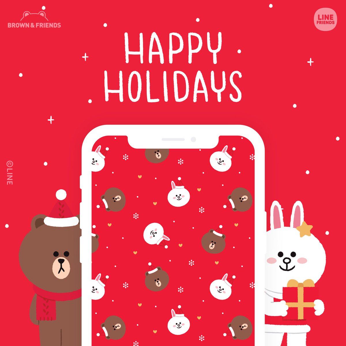Line Friends Christmas Background - HD Wallpaper 