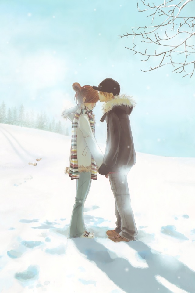 Cute Couple Kissing Iphone 4 Wallpaper - Cute Couple Wallpaper For Iphone - HD Wallpaper 