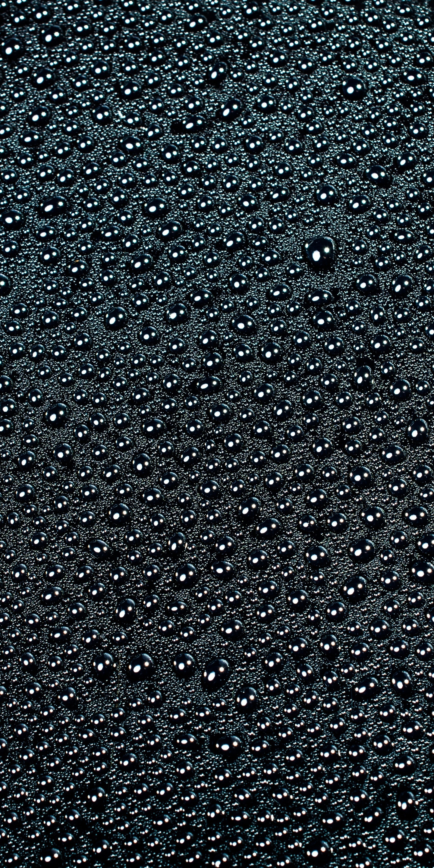 Drops, Black Surface, Close Up, Wallpaper - 1080 X 2160 Black - HD Wallpaper 