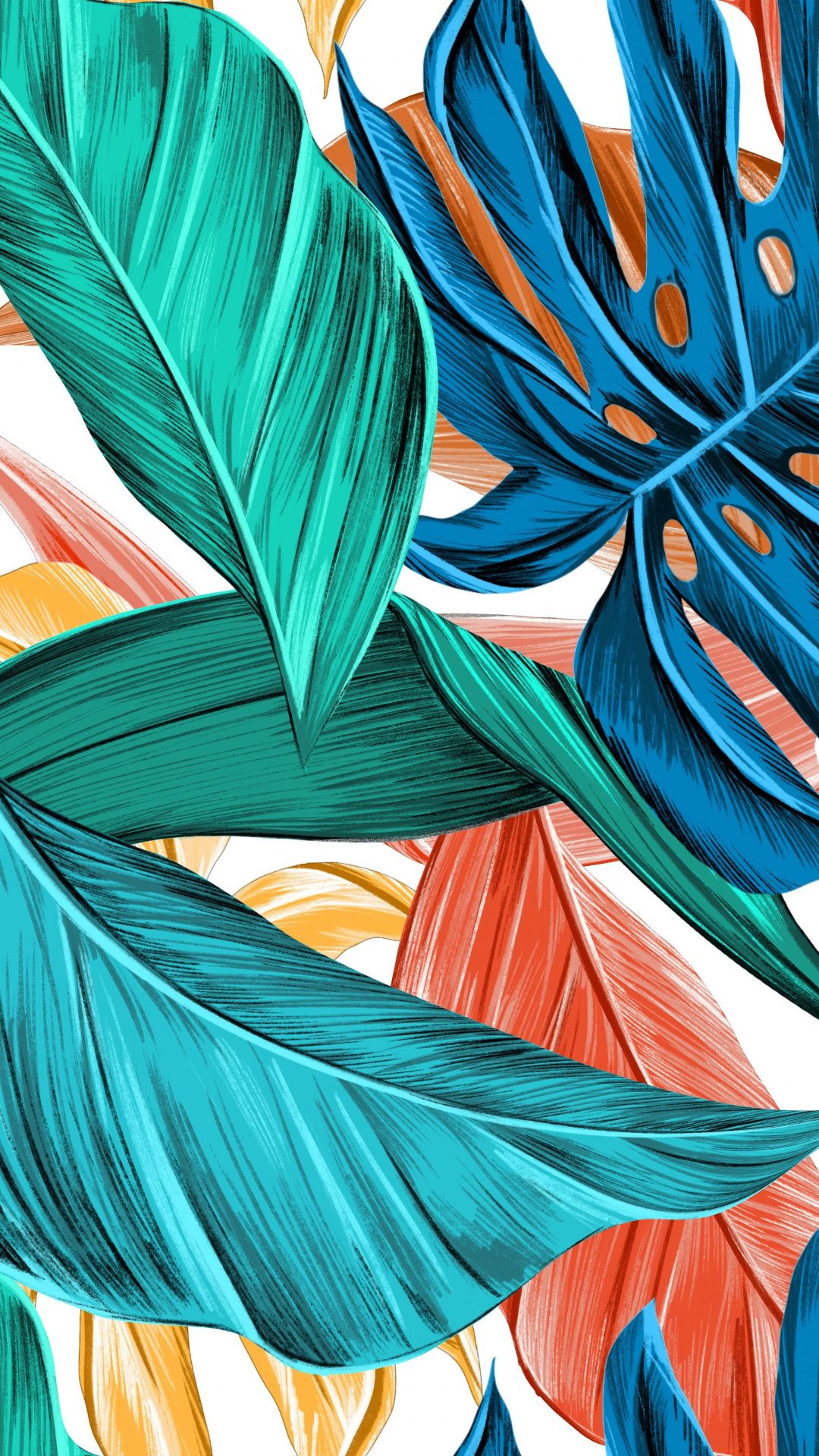 Orange And Teal Tropical - HD Wallpaper 