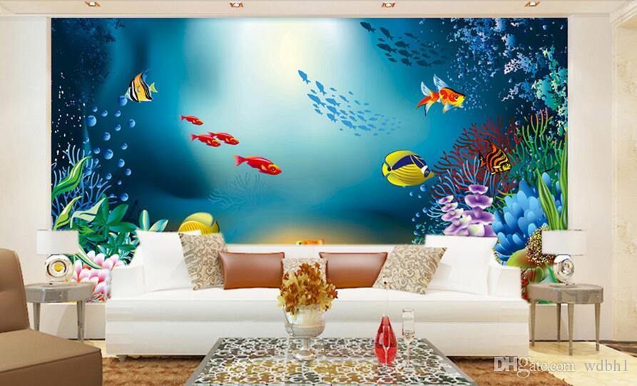 Aquarium Wall Painting - HD Wallpaper 