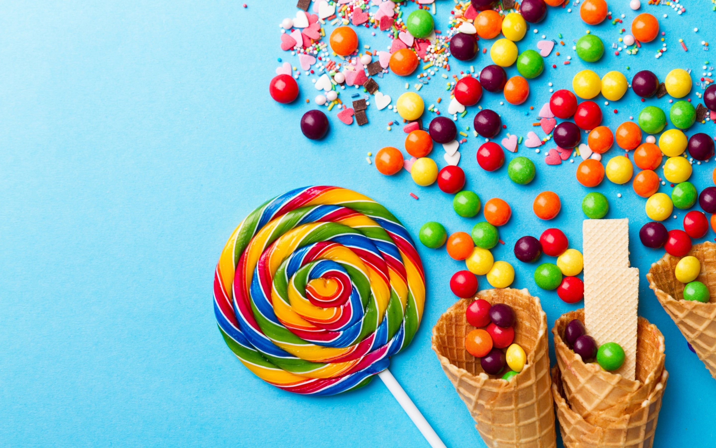 Waffle Cone, Candy, Lollipop - Lollipop Wallpaper Candy - HD Wallpaper 