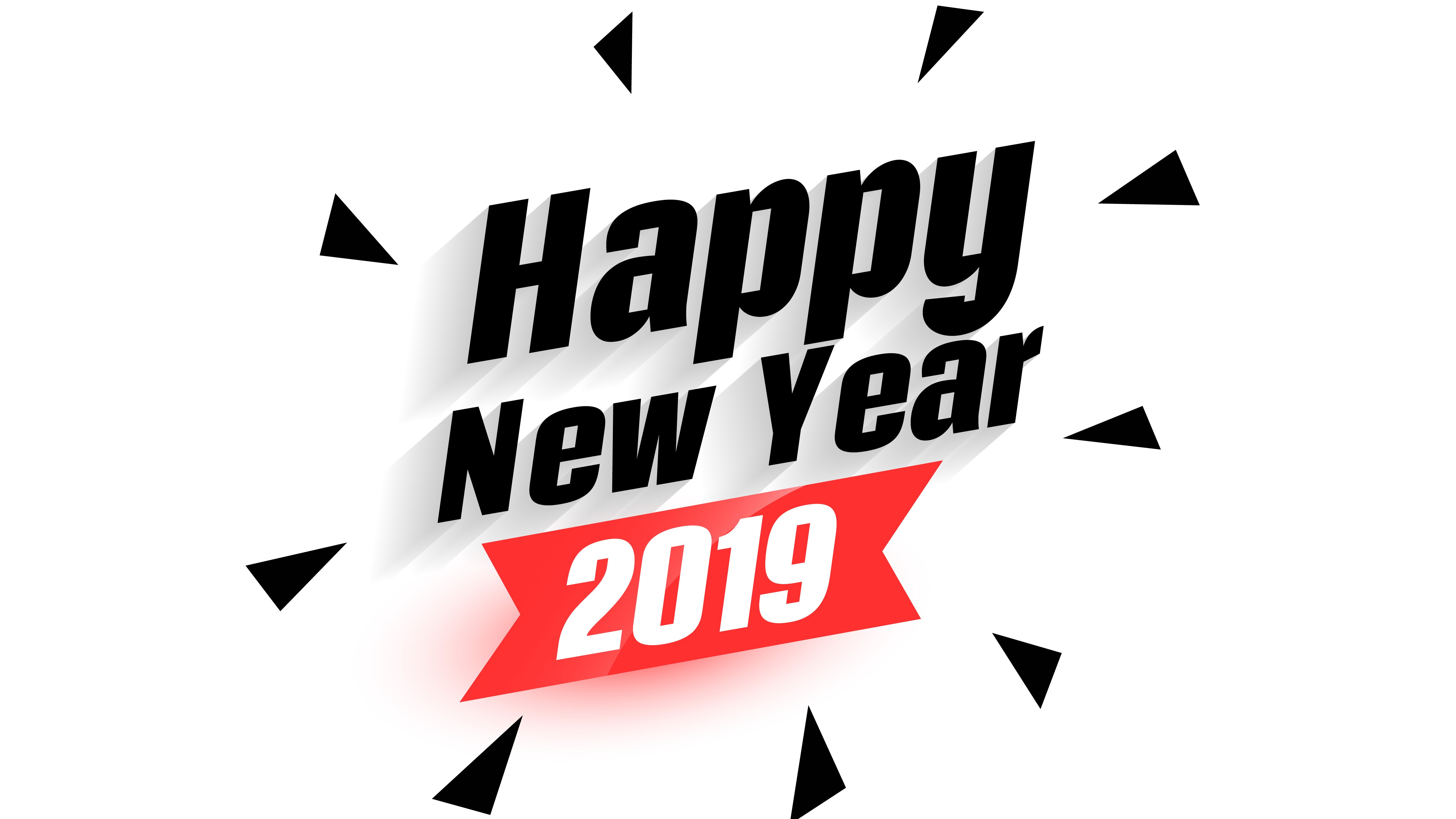 Happy New Year 2019 Black And White 5k Background Wallpaper - New Year 2019 Hd Background - HD Wallpaper 