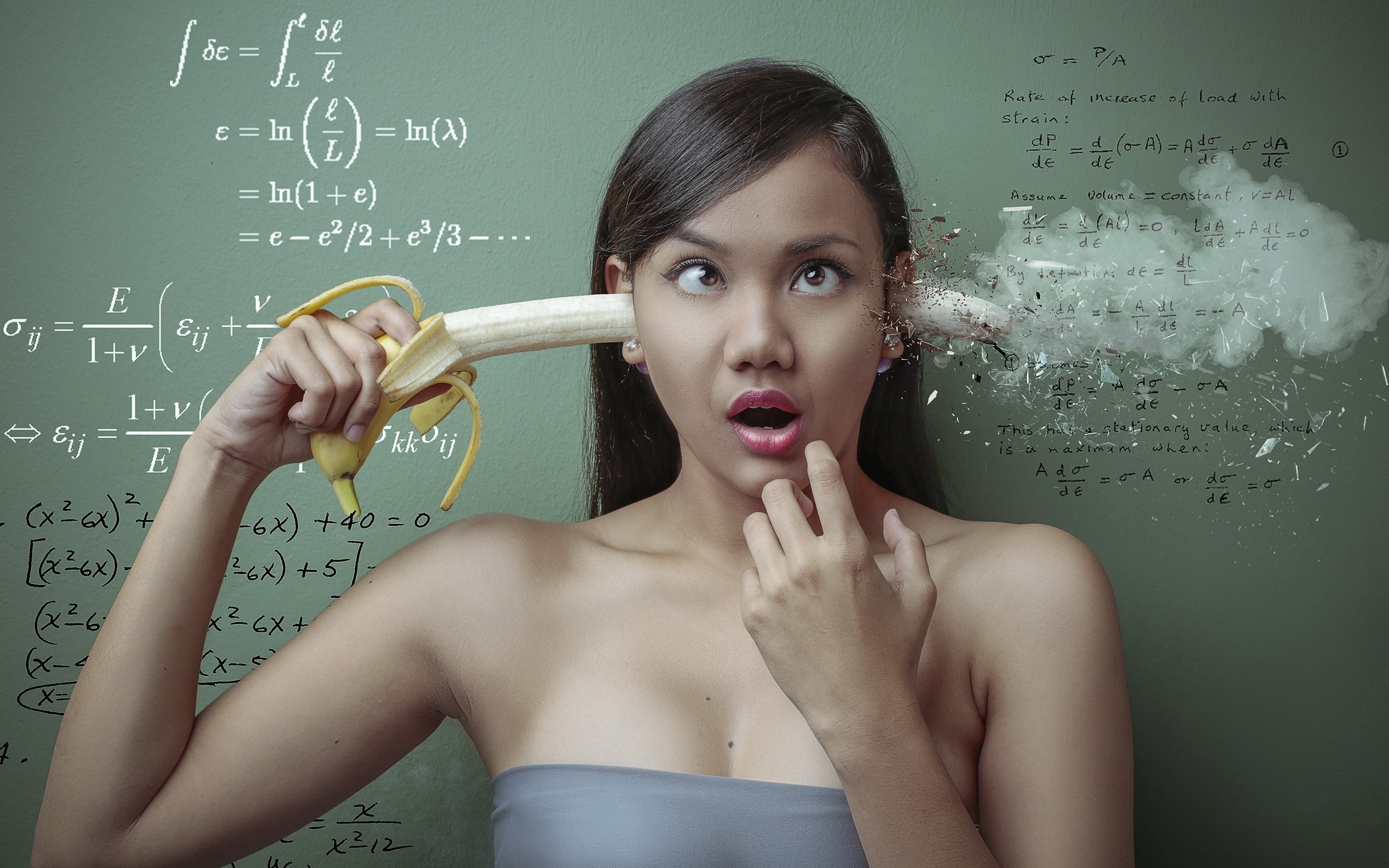 Wallpaper Creative Design, Girl, Banana, Mathematics - Banana Math - HD Wallpaper 