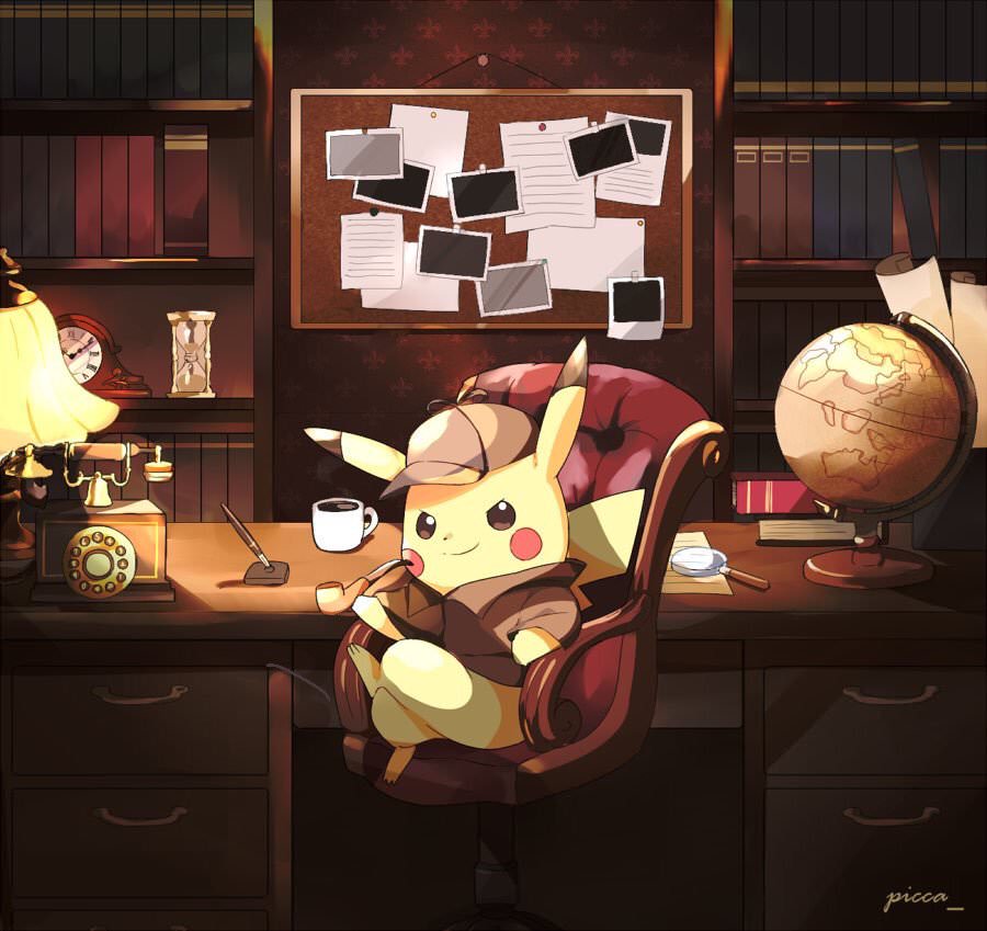 Detective Pikachu Coffee Art - HD Wallpaper 