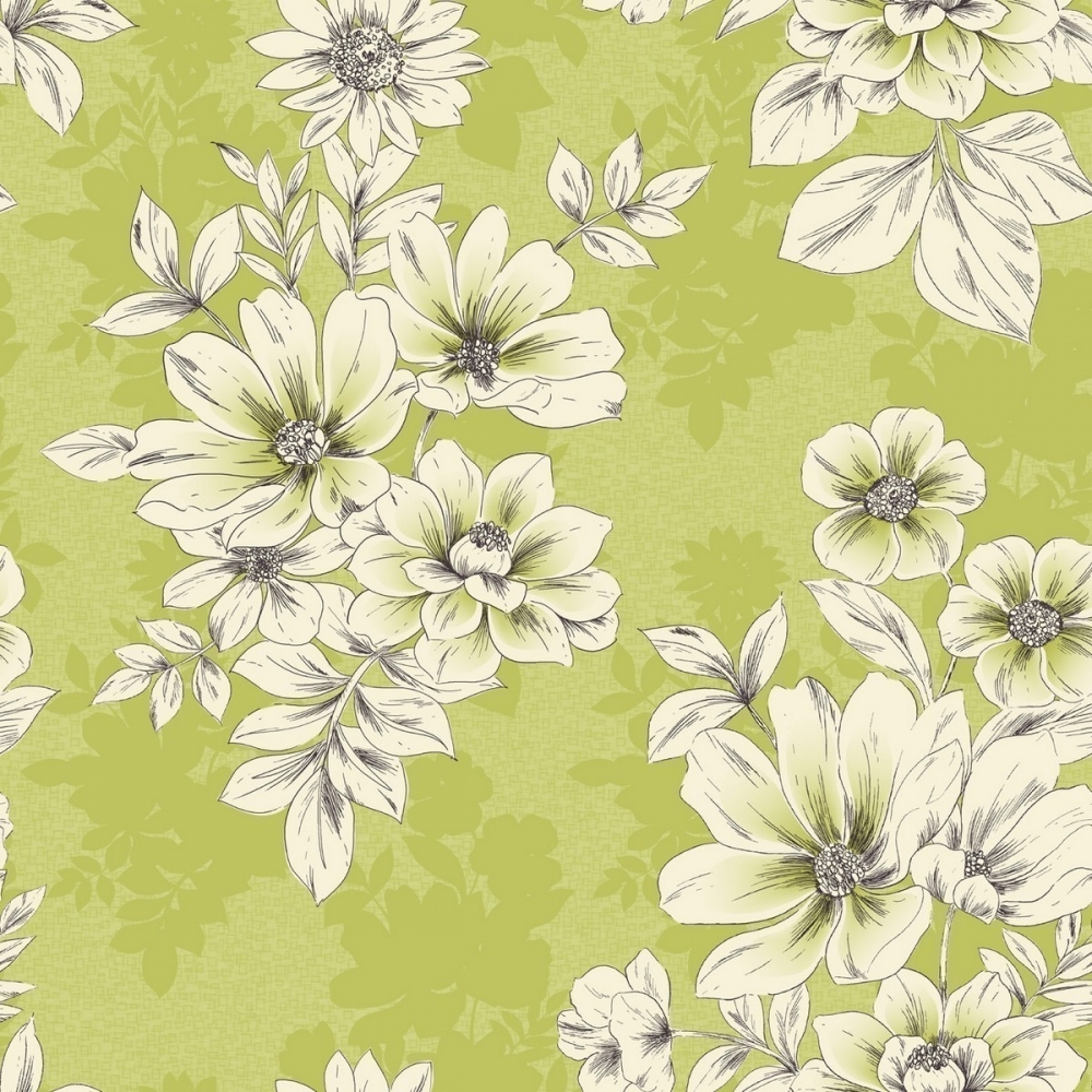 Green And Grey Floral - HD Wallpaper 