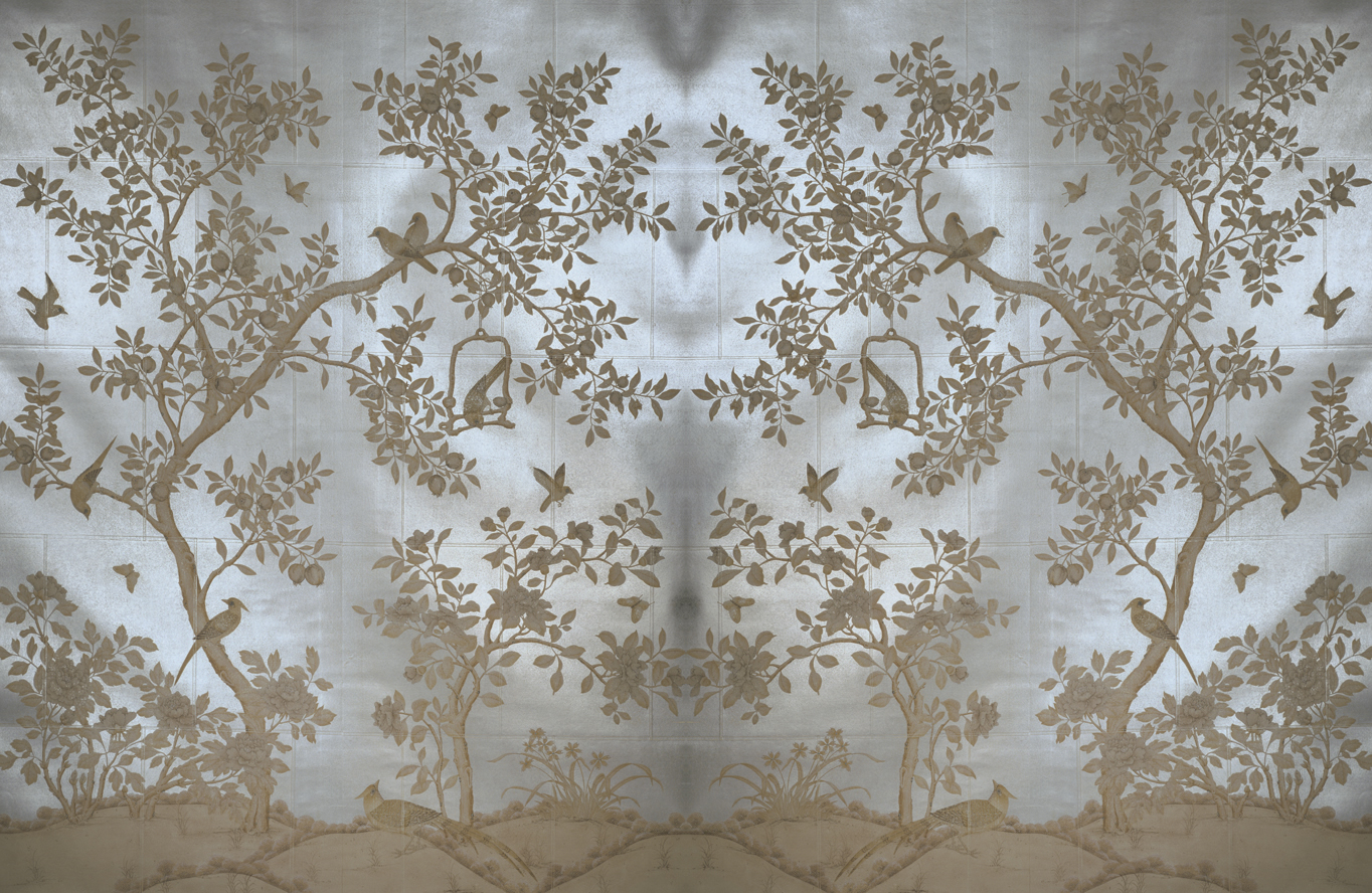 Chinoiserie With Gold Background - HD Wallpaper 