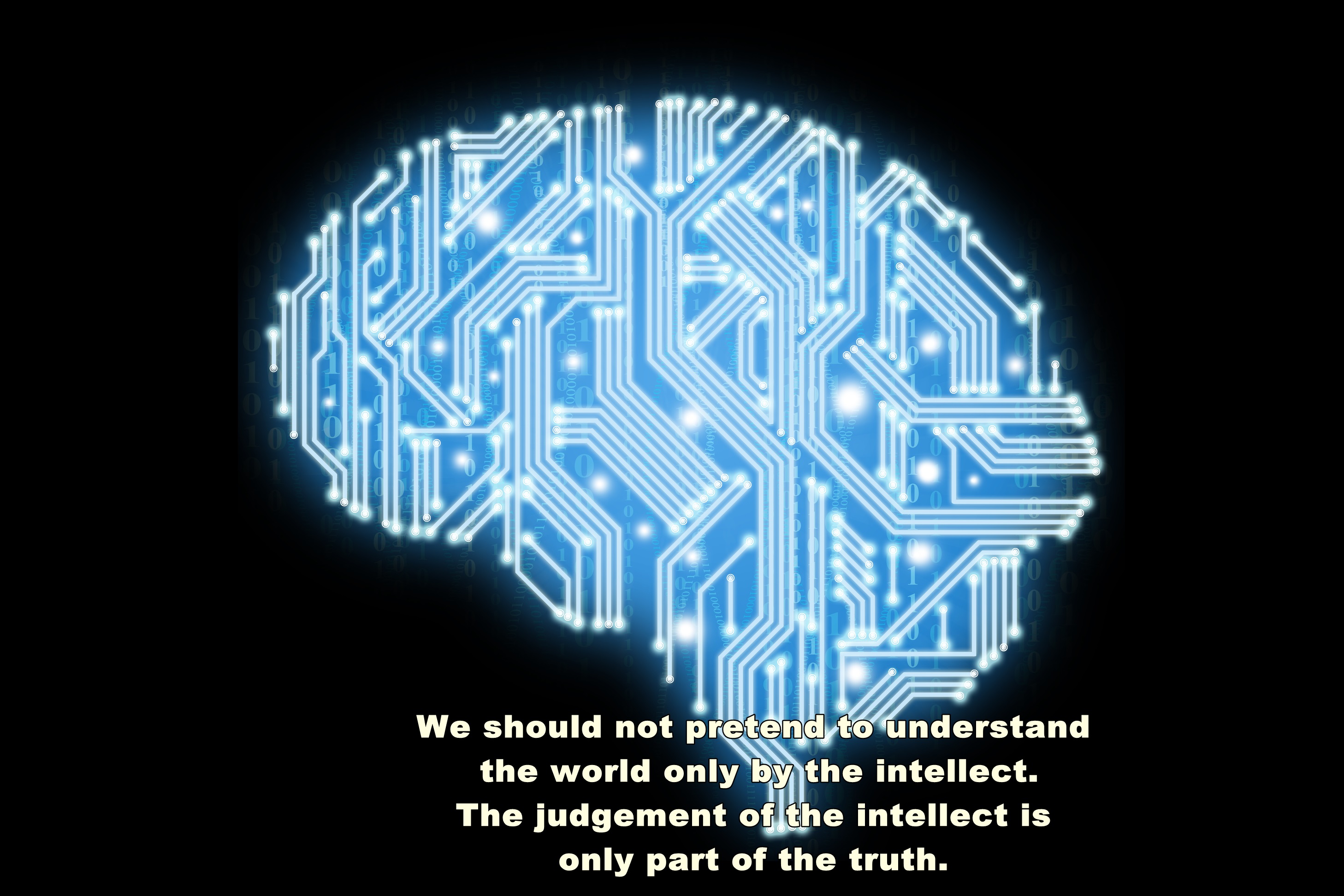 Digital Brain Wallpaper With Intelligence Quote - Transparent Hd Artificial Intelligence Brain Png - HD Wallpaper 