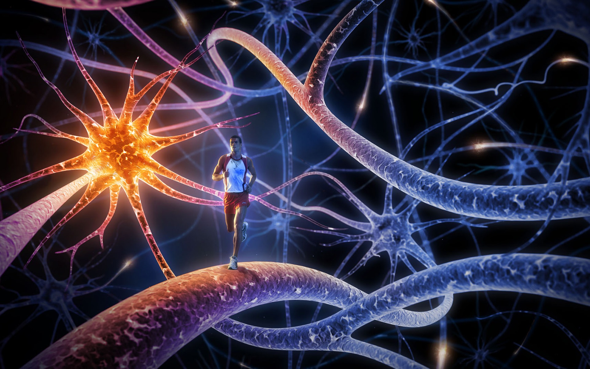 Man Running Inside Brain - HD Wallpaper 