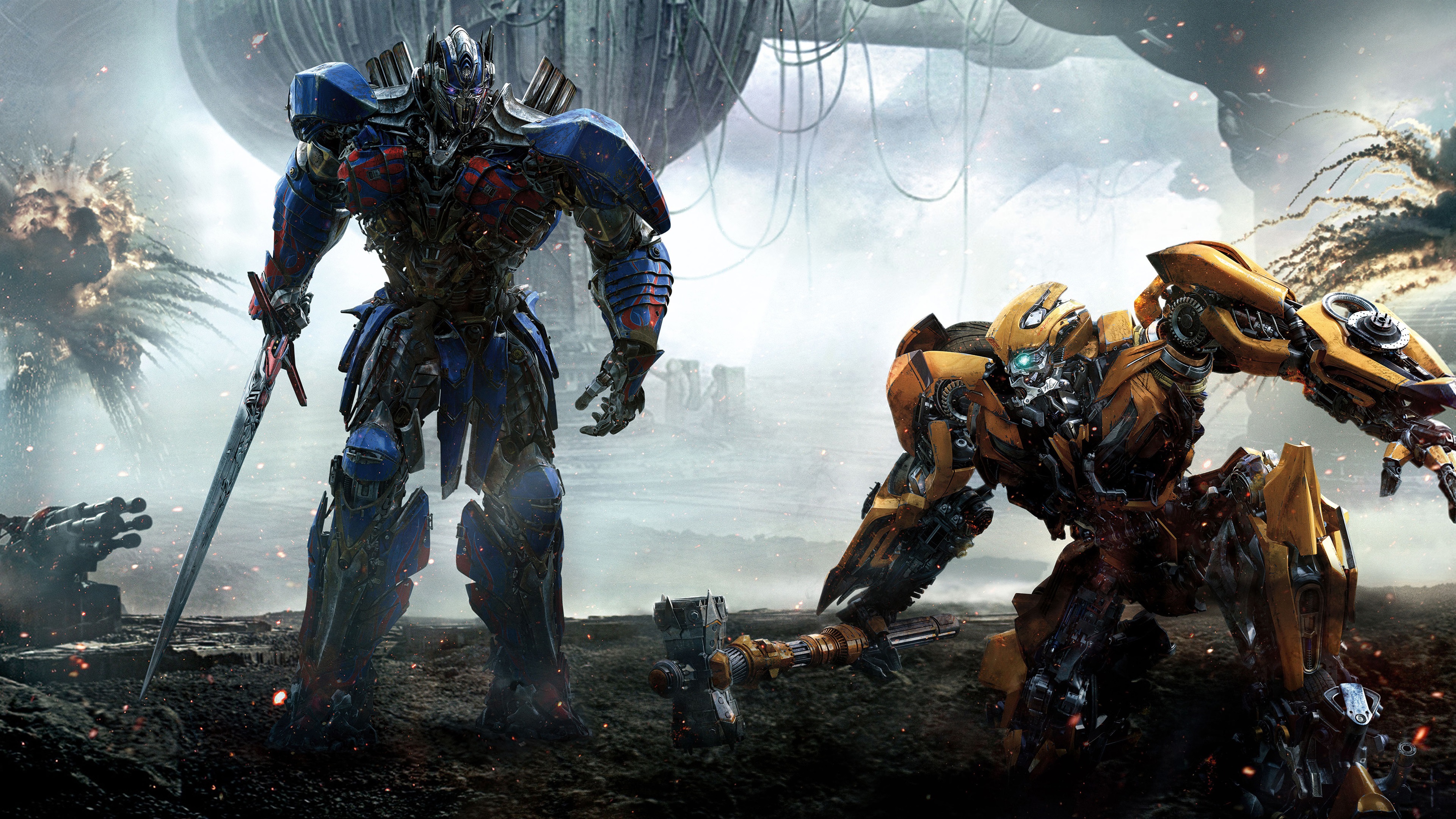 Wallpaper Transformers 5, Optimus Prime And Bumblebee - Bumblebee Optimus Prime Film - HD Wallpaper 