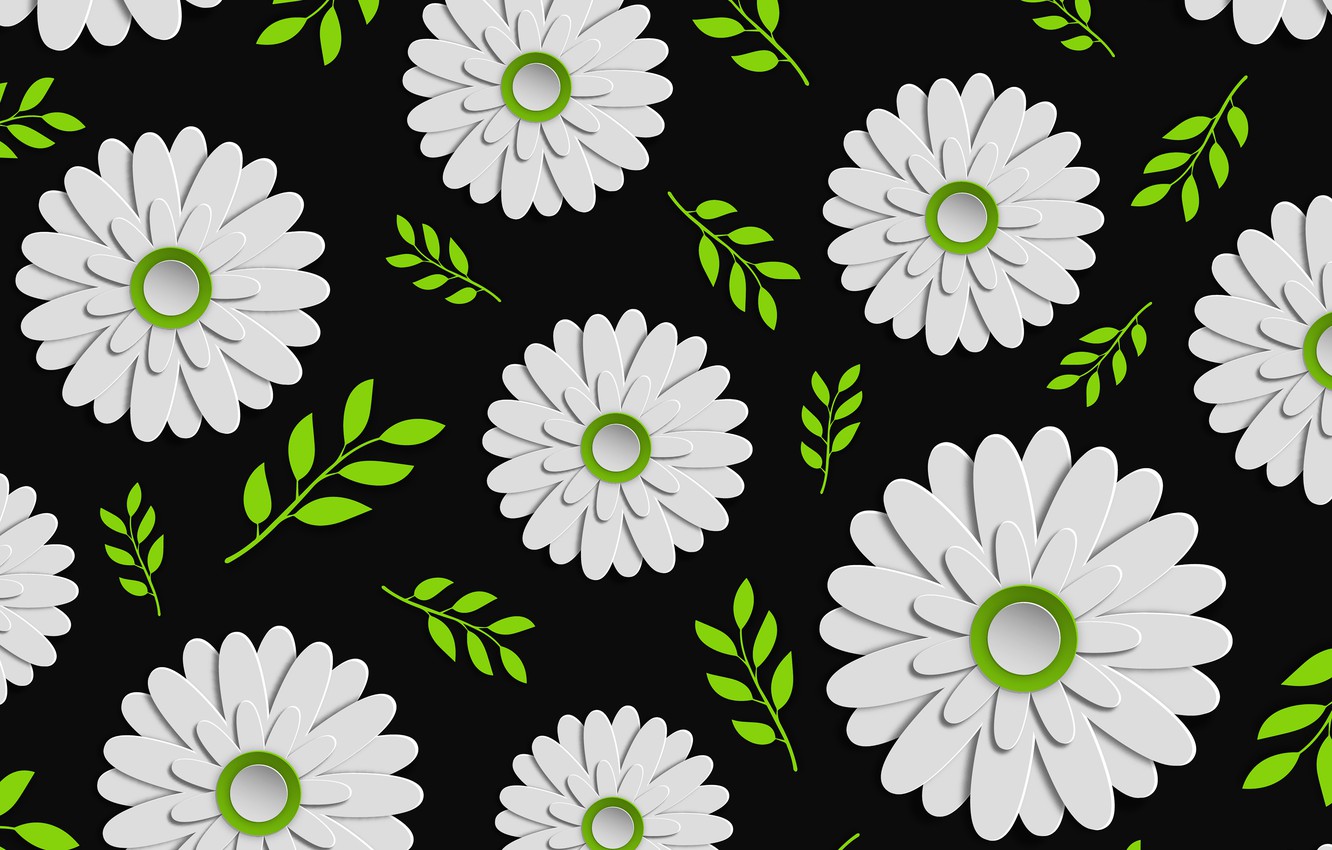 Photo Wallpaper Flowers, Texture, Black Background, - Flowers Black Background Design - HD Wallpaper 