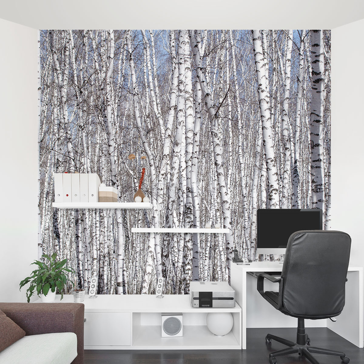 White Birch Trees Wall Mural - Brooklyn Bridge Wall Murals - HD Wallpaper 