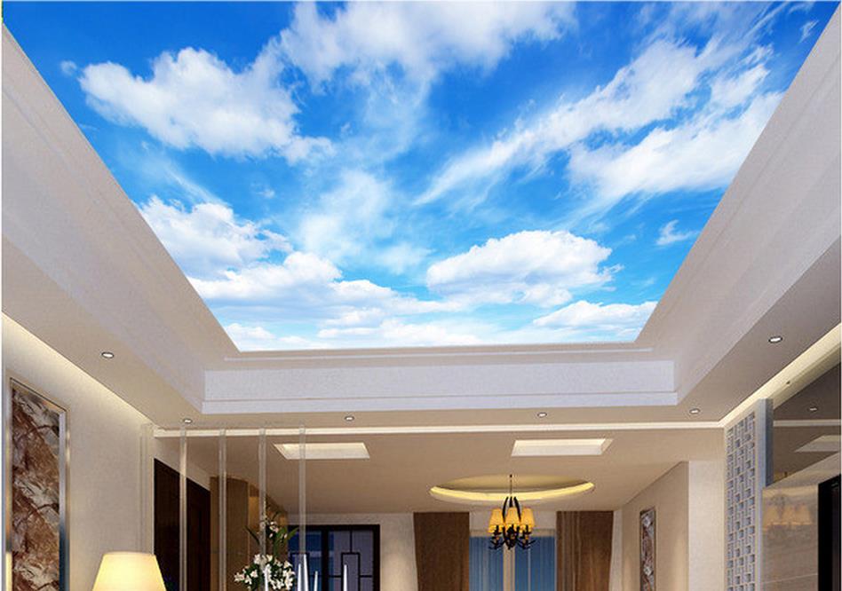Sky Blue Ceiling Designs - HD Wallpaper 