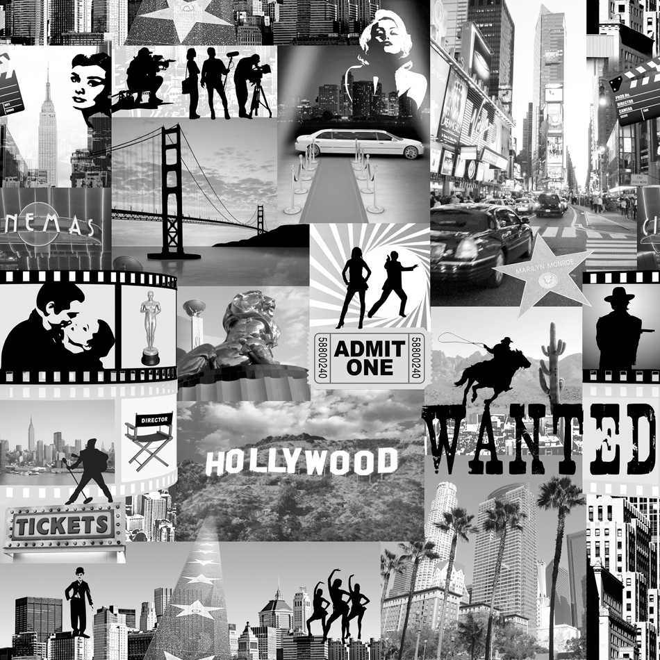 Black And White Hollywood Themed - HD Wallpaper 