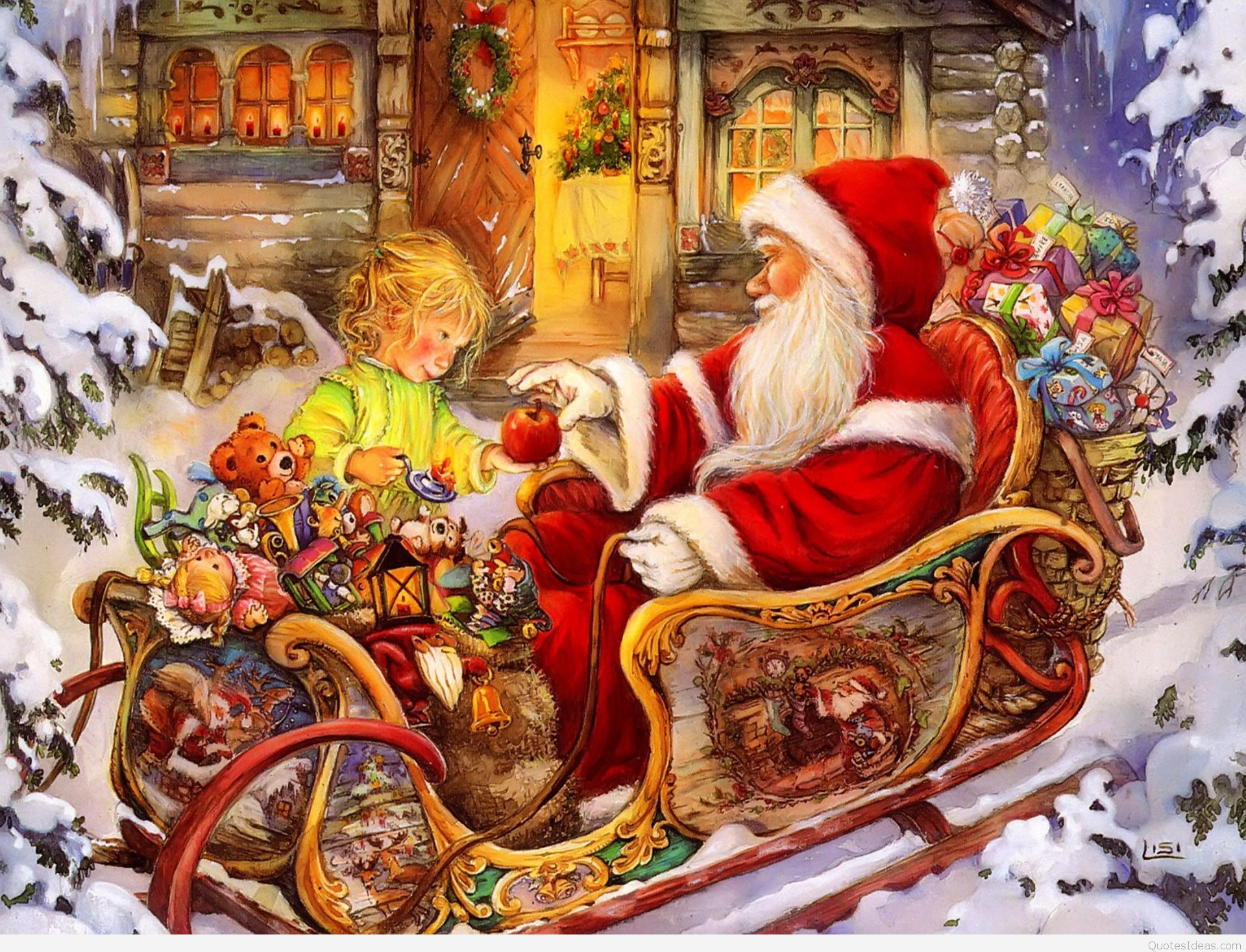 Happy New Year Santa Claus Wallpaper - Santa Claus Canvas Paintings - HD Wallpaper 