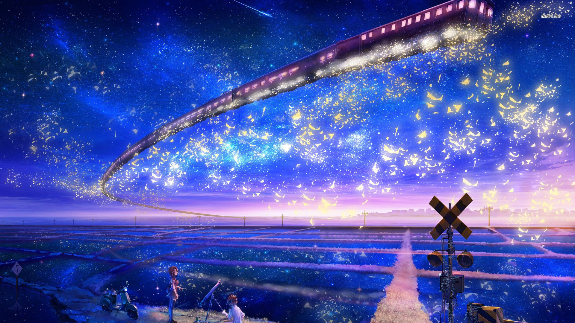 Anime Night Sky Background - HD Wallpaper 