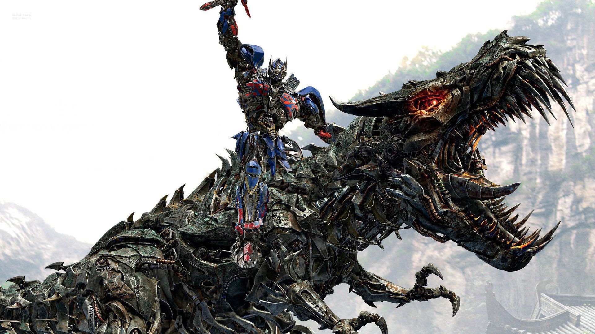 Optimus Prime With Dinosaour - HD Wallpaper 