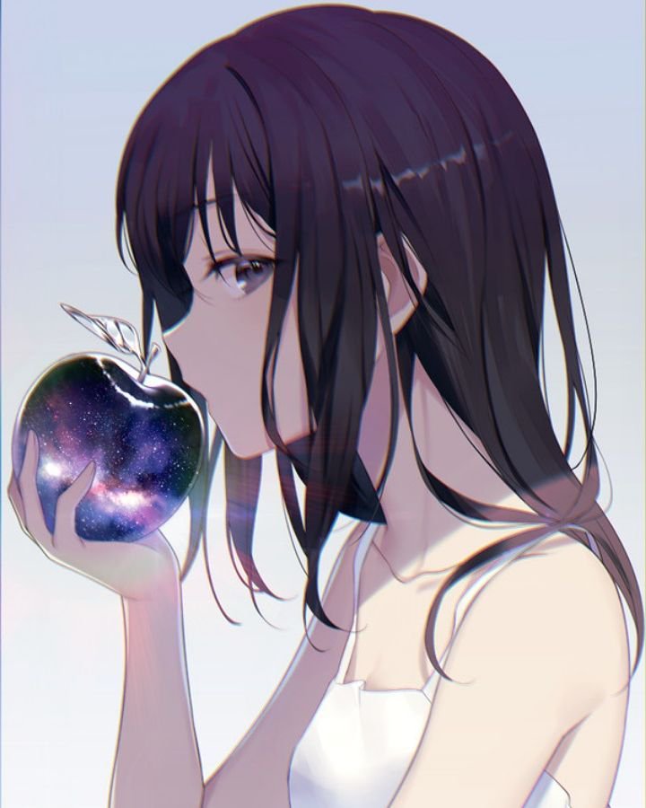 Black Haired Anime Girl With Purple Eyes - 720x900 Wallpaper 