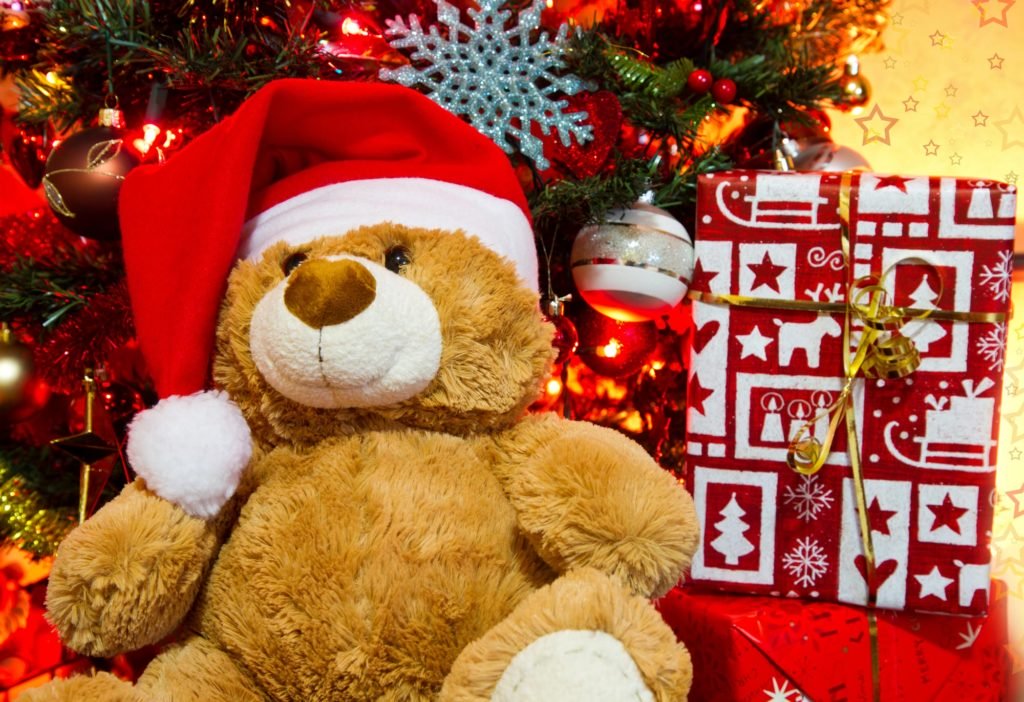 Christmas Teddy Bear Wallpaper Hd - HD Wallpaper 