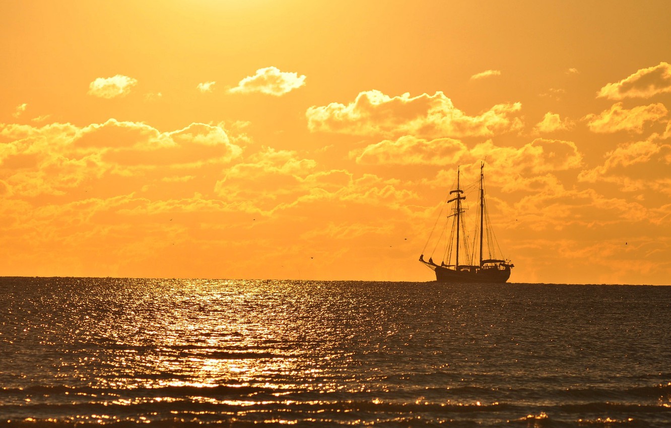 Photo Wallpaper Summer, Sea, Ocean, Seascape, Ship, - Sea Ship Horizon - HD Wallpaper 