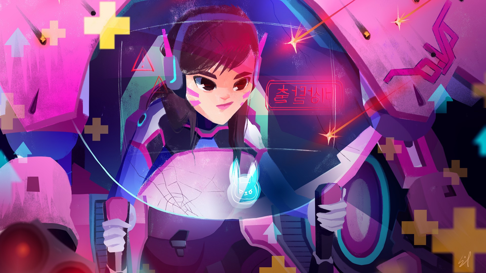 Dva Overwatch Hd Artwork - Dva Overwatch Pc Background - HD Wallpaper 