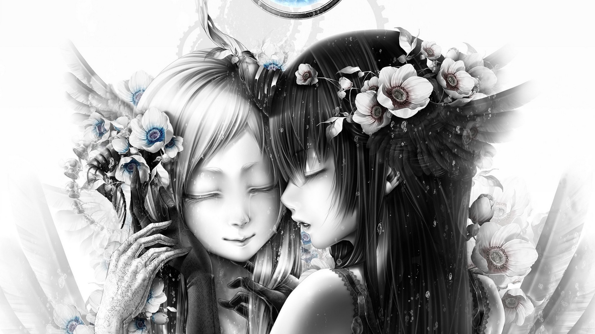 Wallpaper Bouno Satoshi In Tokyo Otaku Mode, Bouno - Two Girl With Moon - HD Wallpaper 