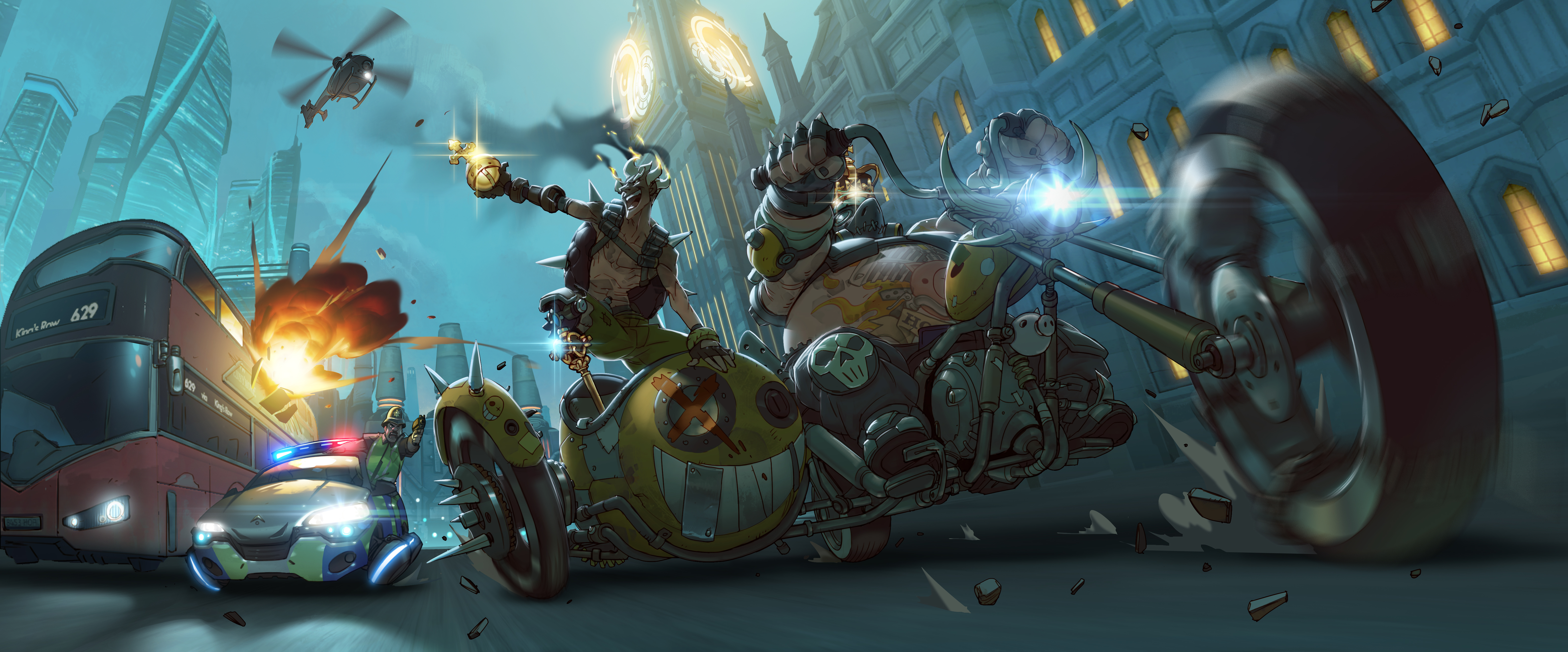 Junkrat And Roadhog Motorcycle - HD Wallpaper 