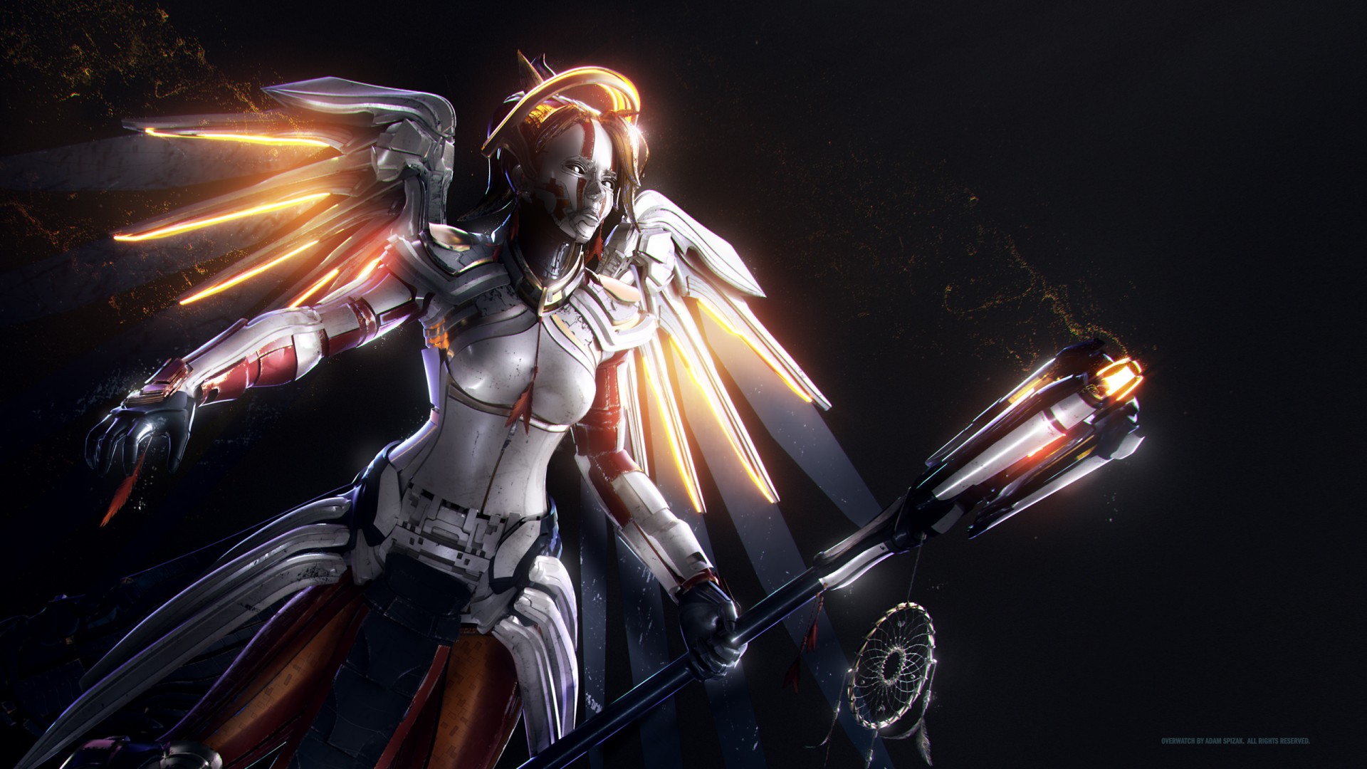 Mercy Artwork Overwatch - Mercy Overwatch Wallpaper Black - HD Wallpaper 