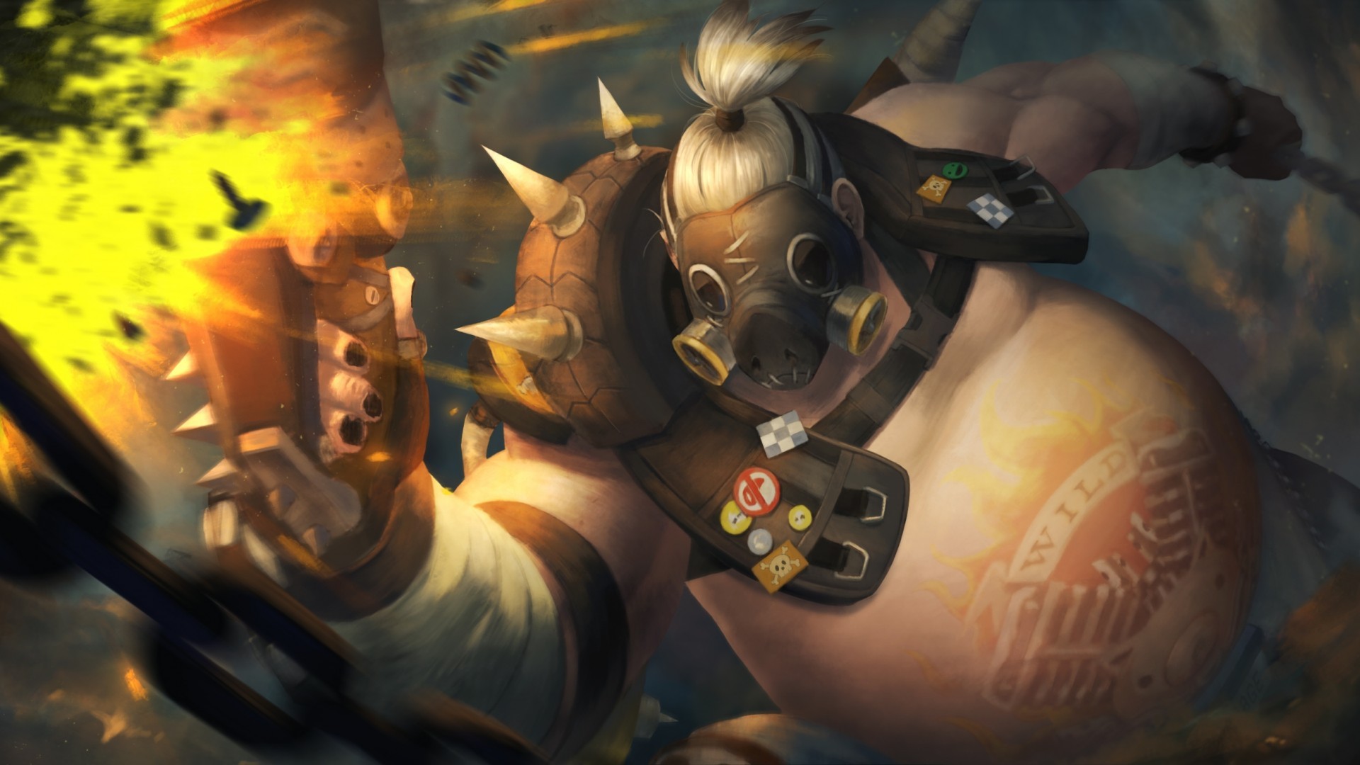 Overwatch, Roadhog, Explosion, Artwork - Overwatch Roadhog - HD Wallpaper 