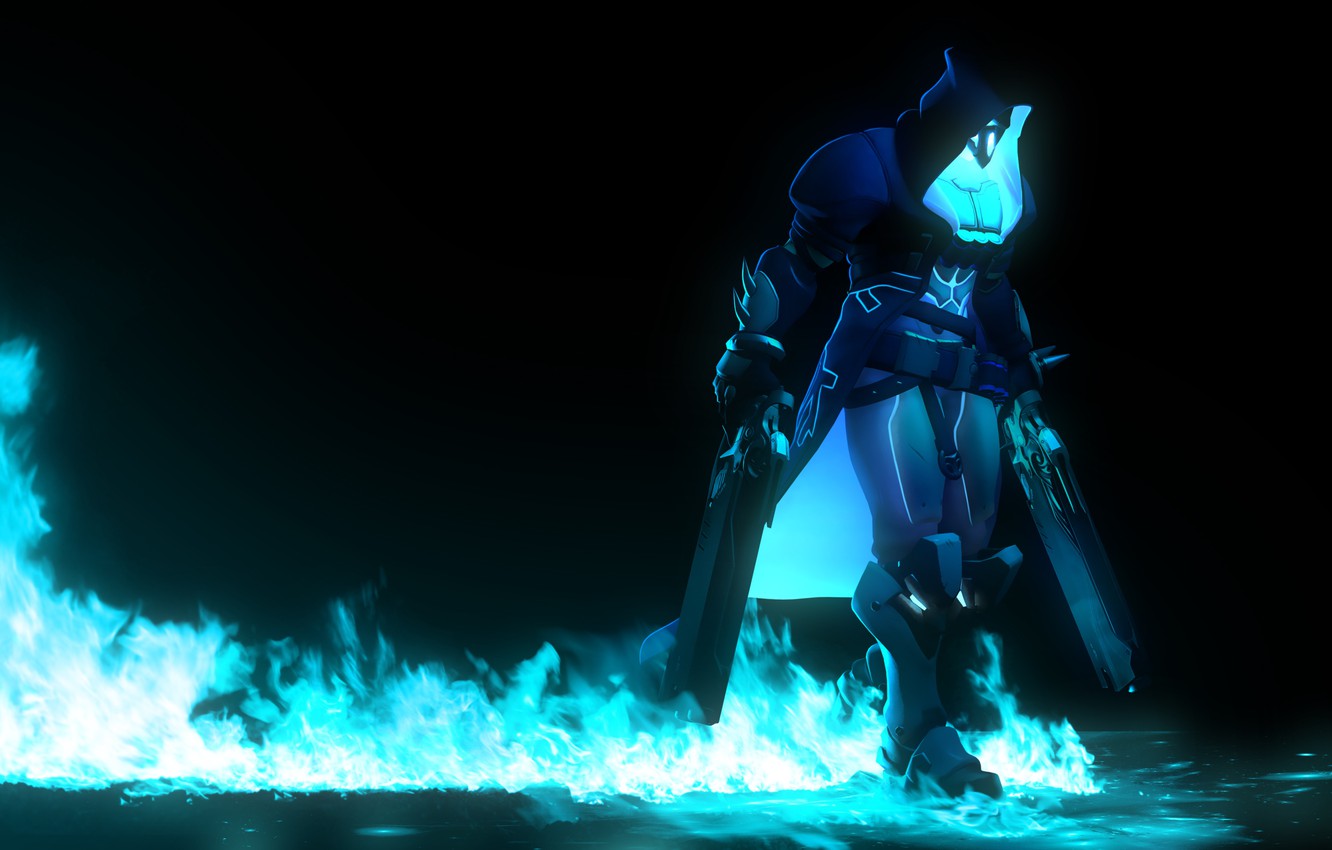Photo Wallpaper Death Rendering Fire Hood Mercenary Overwatch Reaper 1332x850 Wallpaper Teahub Io