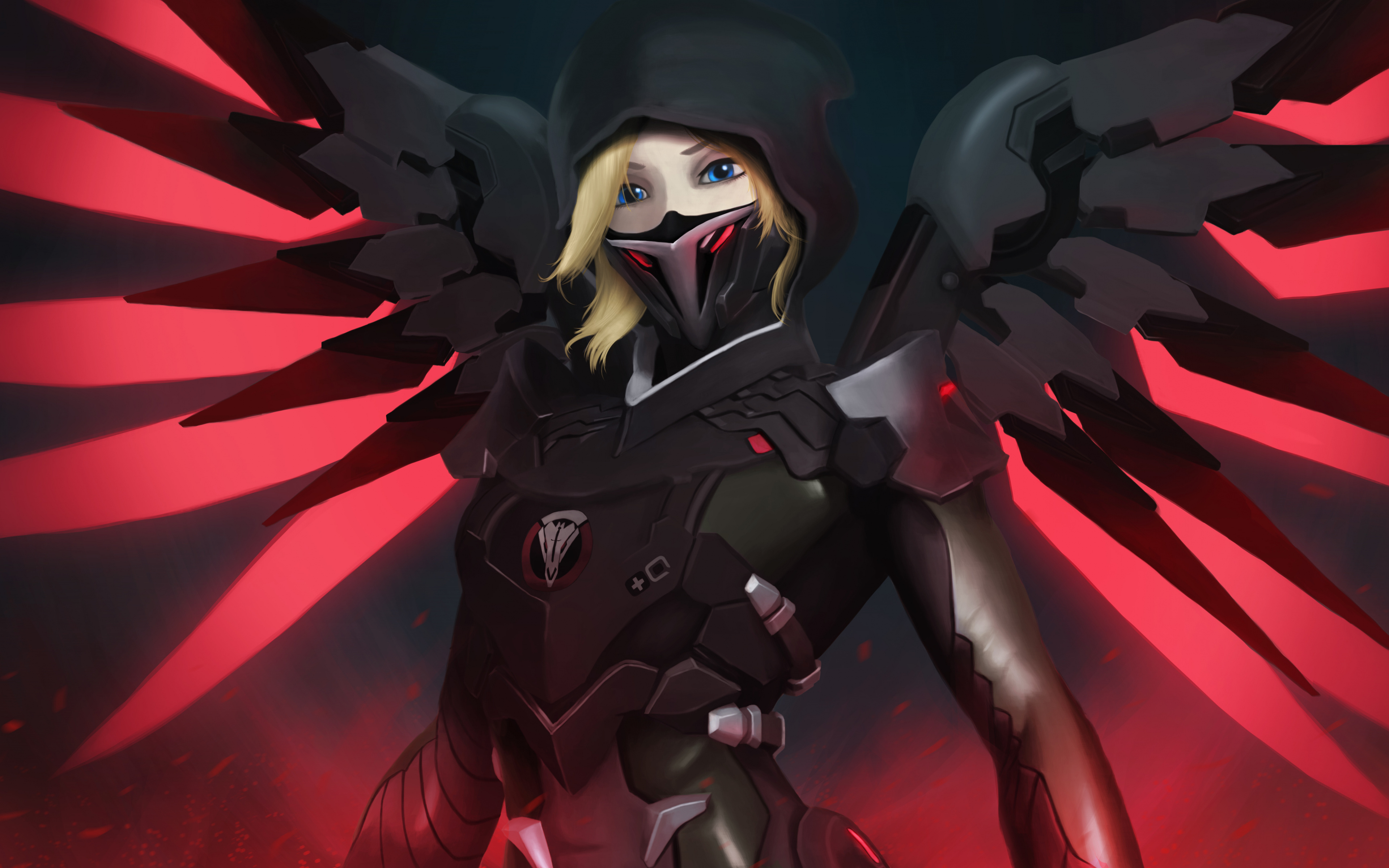 Mercy, Overwatch, Mask, Red Wings, Wallpaper - Overwatch Mercy - HD Wallpaper 