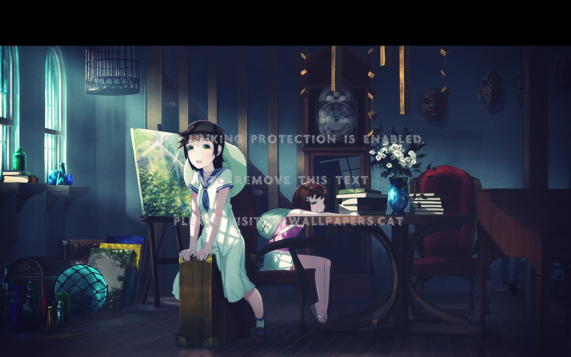 Moving Anime Girls Tired Work - Pc Game - HD Wallpaper 