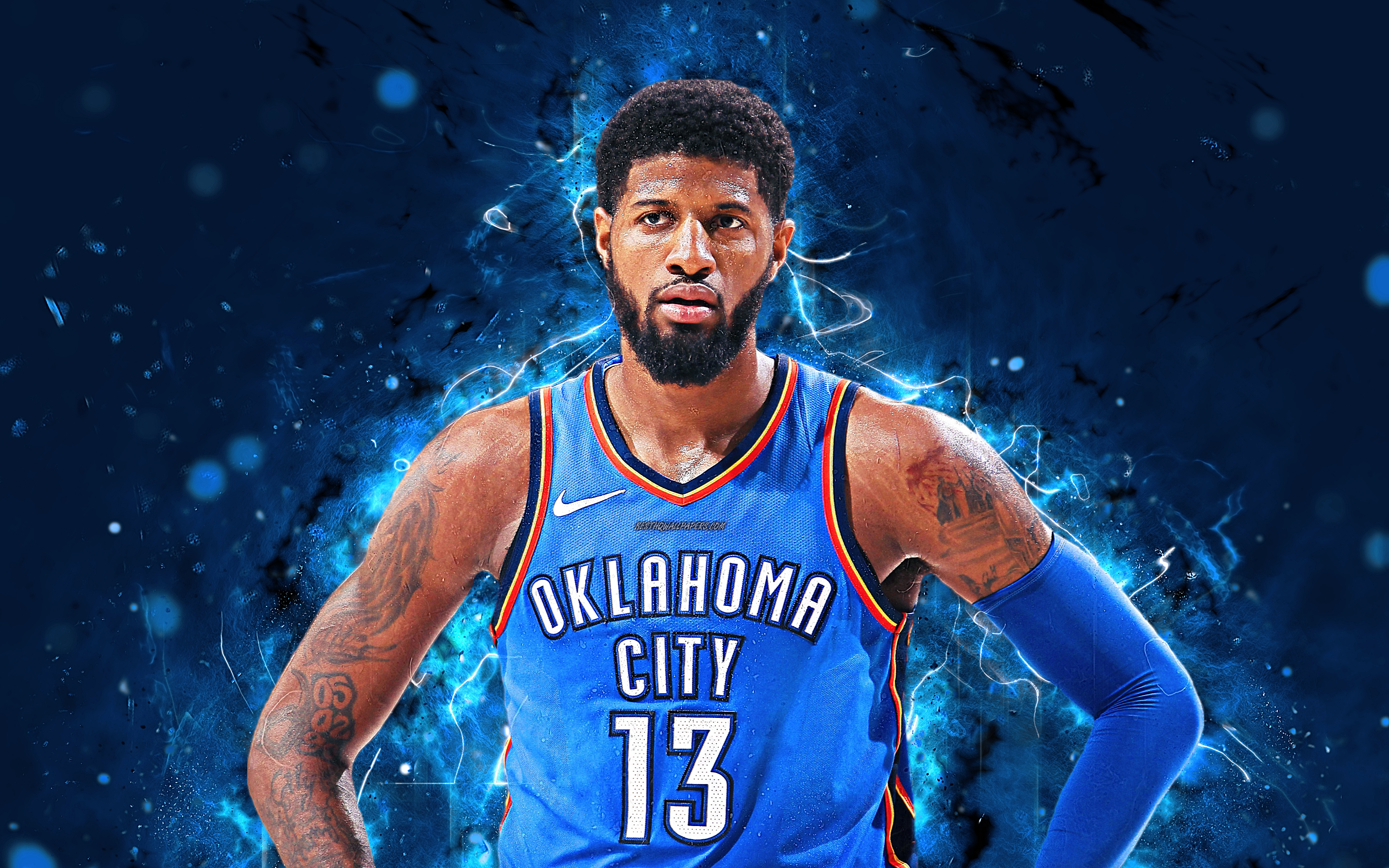 Paul George, 4k, Fan Art, Basketball Stars, Nba, Oklahoma - Paul George Wallpaper 4k - HD Wallpaper 