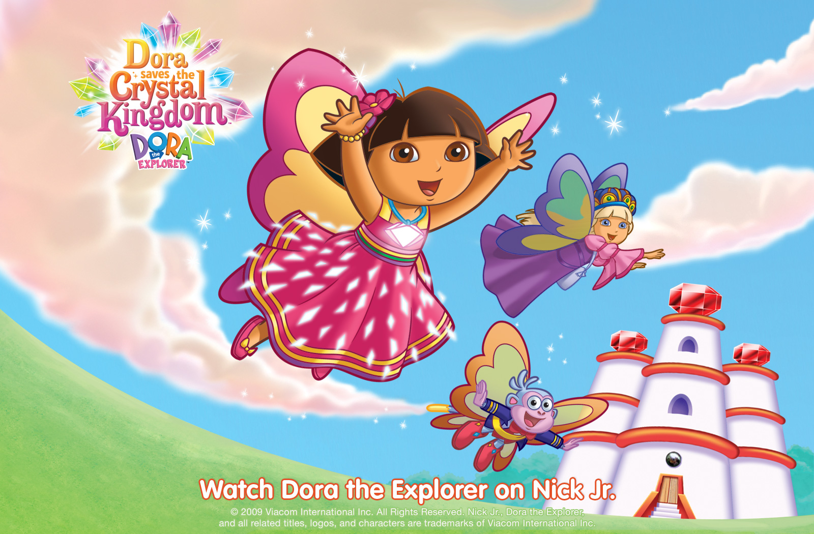 Dora Crystal Kingdom Wallpaper - Dora The Explorer Flying - HD Wallpaper 