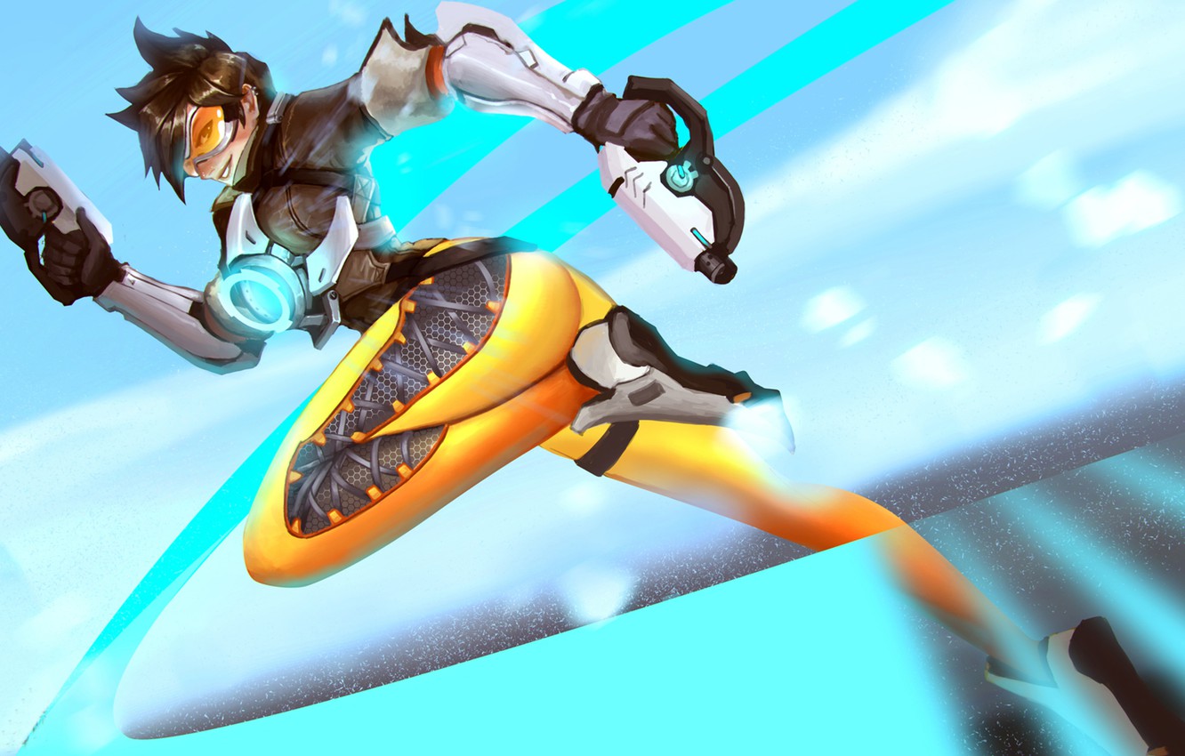 Photo Wallpaper Ass, Girl, Gun, Feet, Glasses, Ass, - Tracer Fanart - HD Wallpaper 