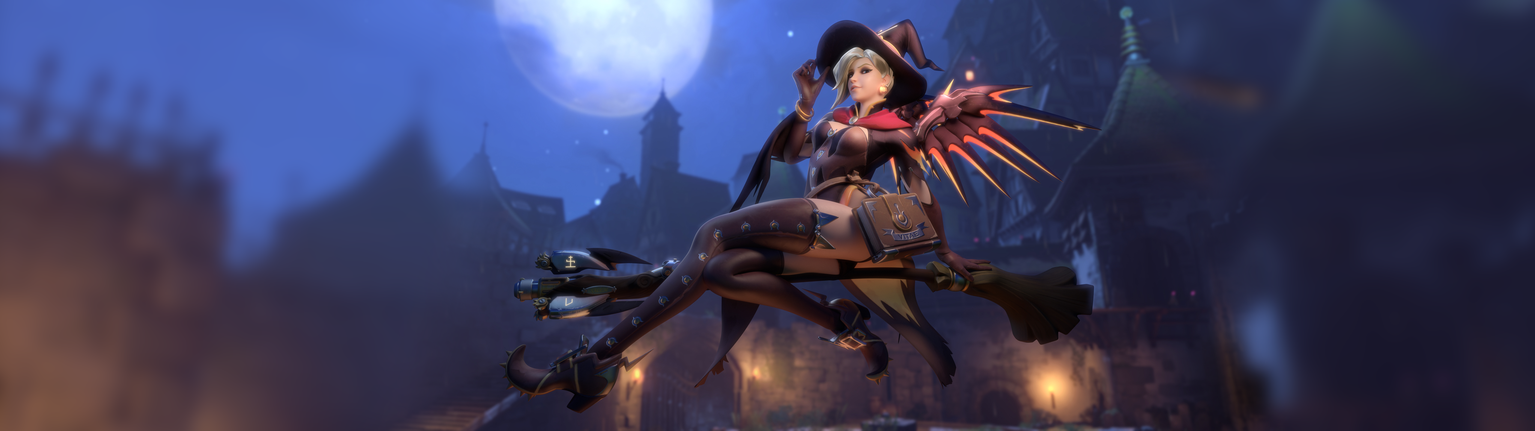 Overwatch Dual Monitor Png - Overwatch Mercy Witch Skin Wing - HD Wallpaper 