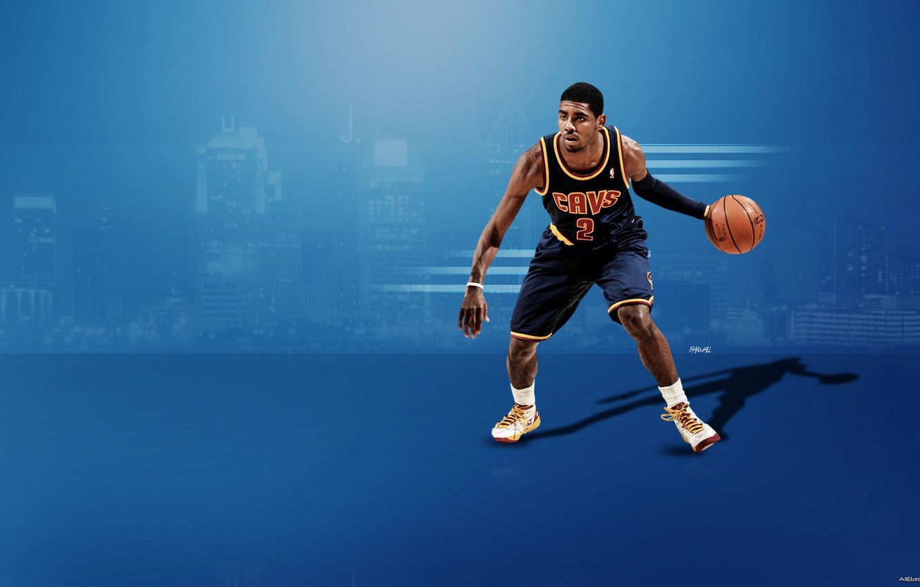 Photo Wallpaper Basketball, Nba, Cleveland Cavaliers, - Kyrie Irving Blue Background - HD Wallpaper 