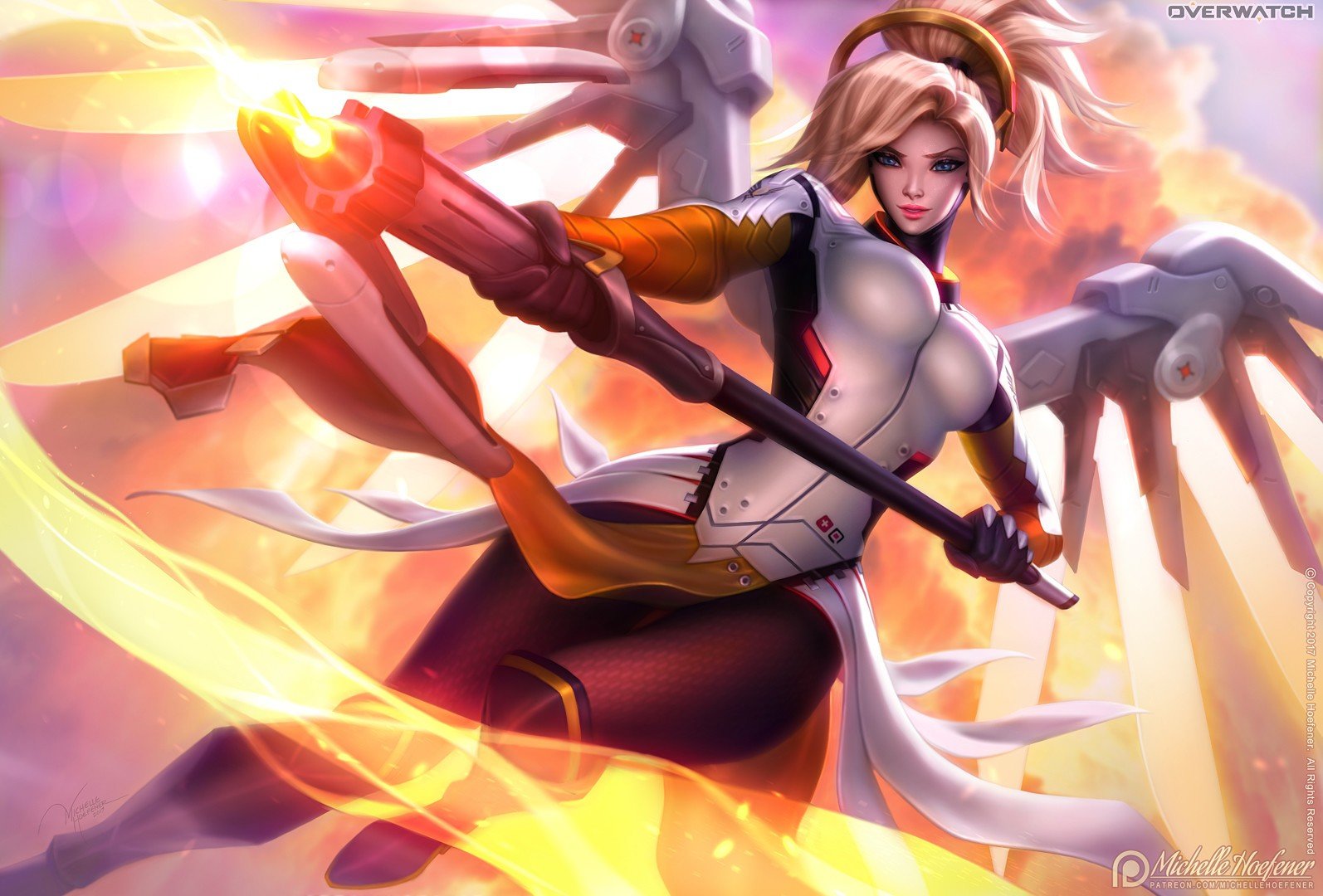 Mercy Overwatch Desktop Background - HD Wallpaper 