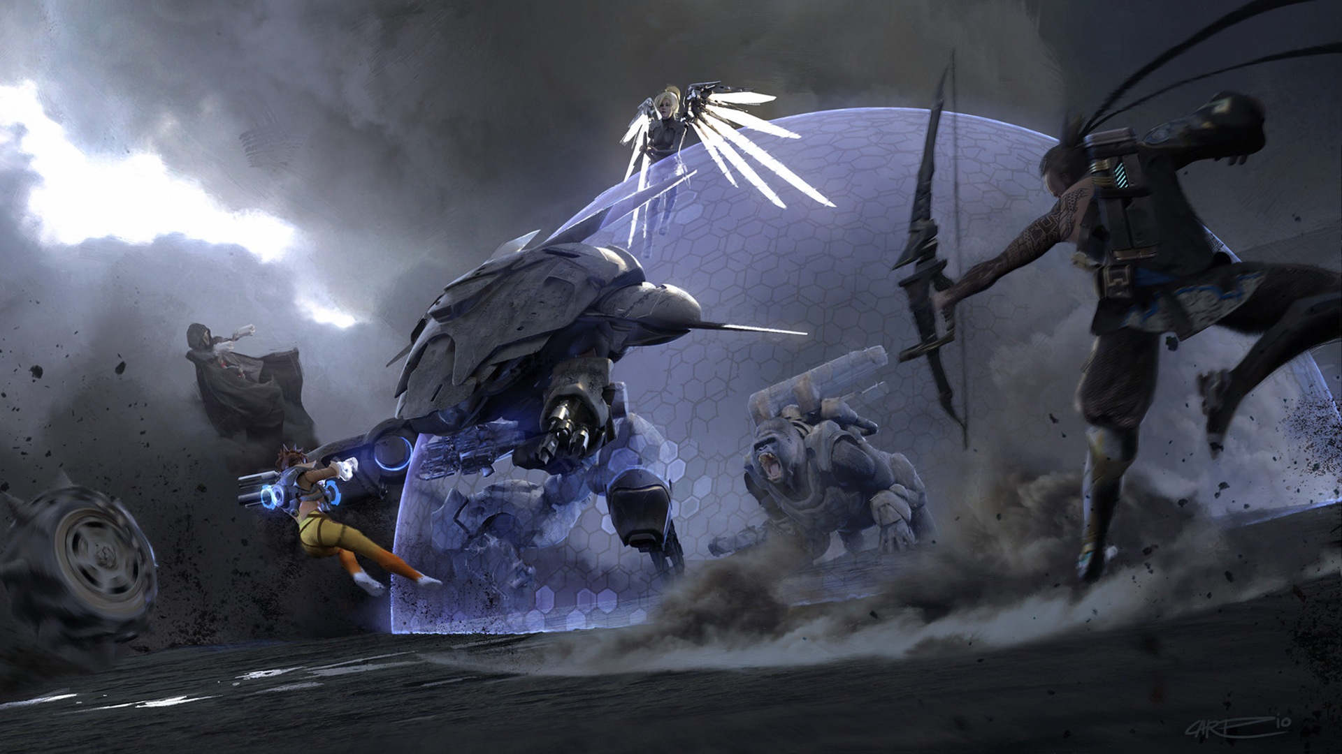 Overwatch Tracer Vs Reaper - HD Wallpaper 