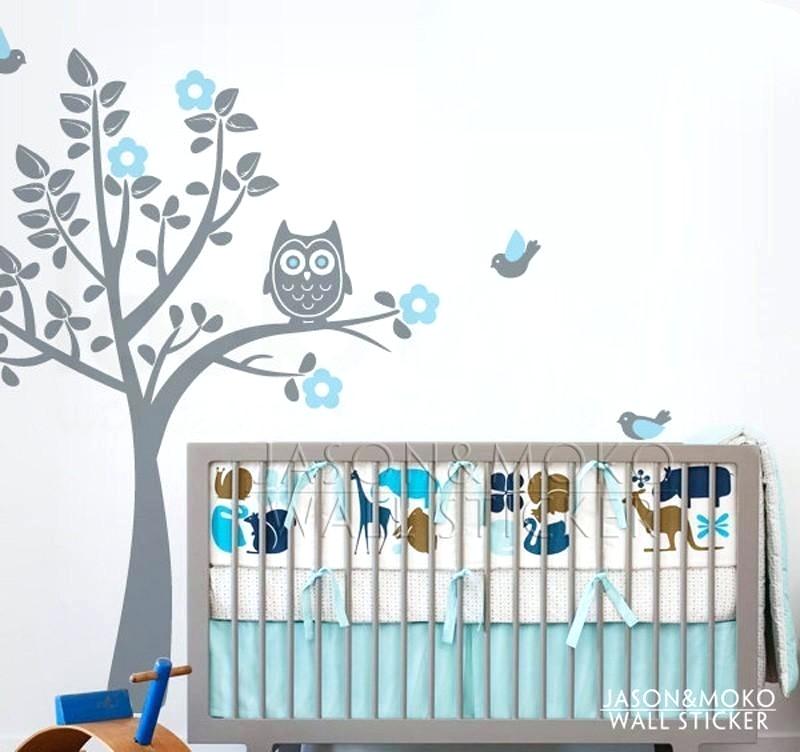 Wallpaper For Nursery Cartoon Owl Tree Bird Animal - Owl Wallpaper For Baby Room - HD Wallpaper 