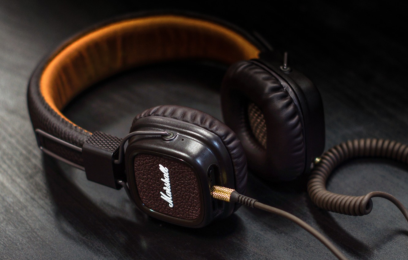 Photo Wallpaper Wire, Headphones, Hi-tech, Marshall - Marshall Bluetooth Headphone Best - HD Wallpaper 