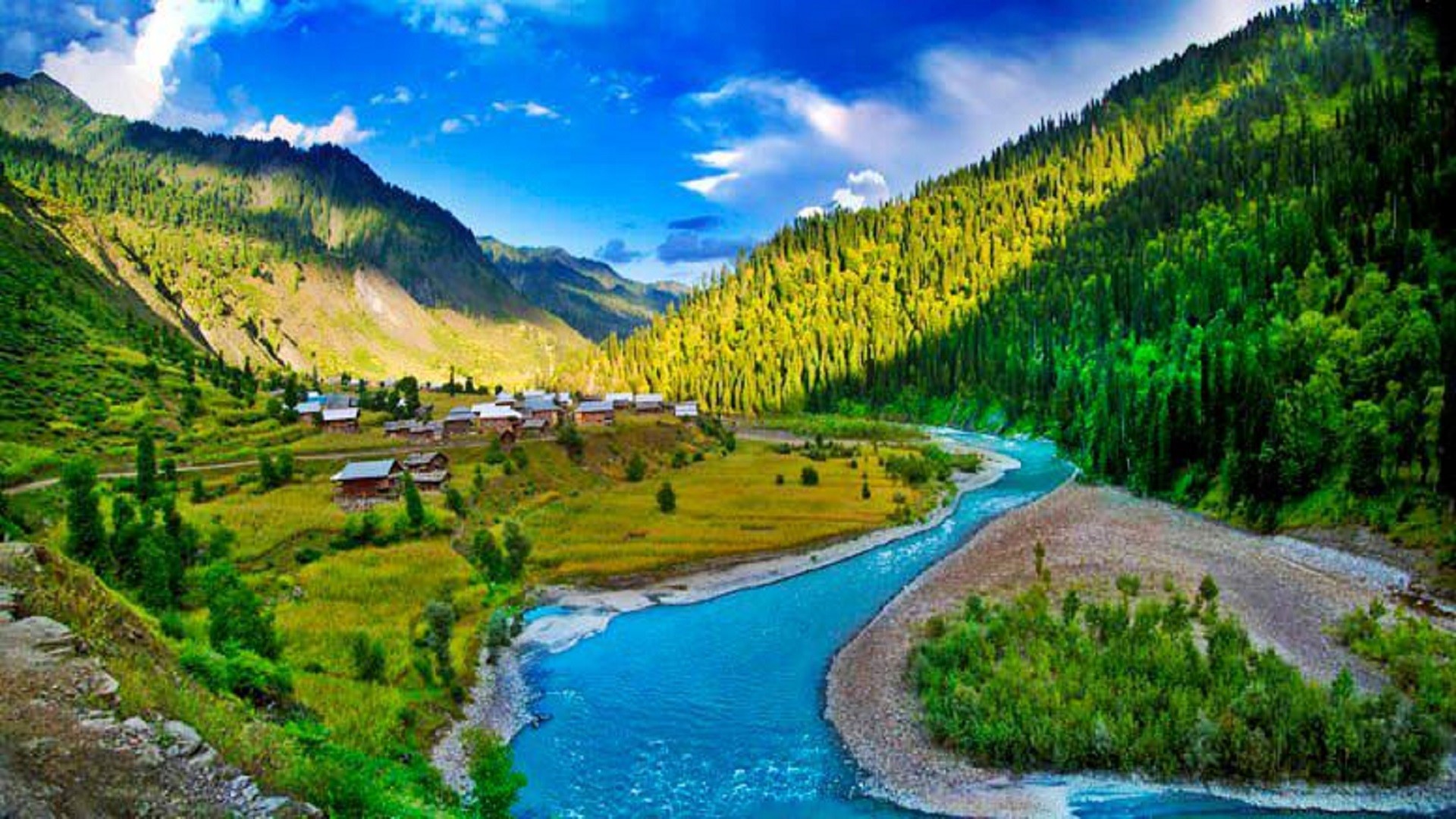 1920x1080, Neelum River Free Hd Wallpaper 
 Data Id - Beautiful Neelum Valley - HD Wallpaper 