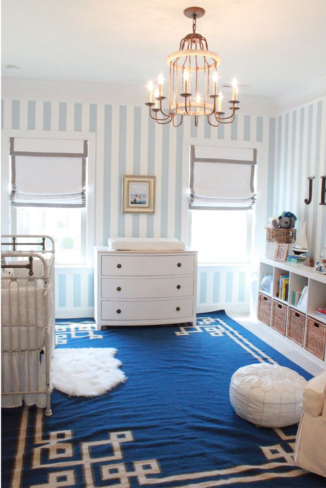 Wallpaper For Nursery Room Blue And White Stripe Wallpaper - Baby Room Wallpaper Stripes - HD Wallpaper 